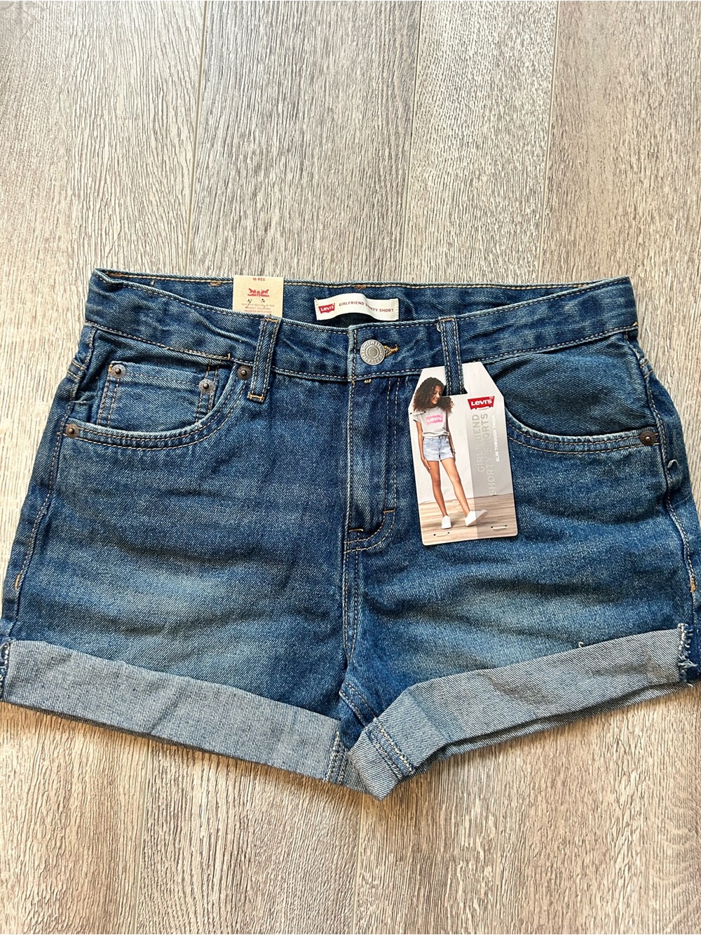 Levi's Blue Denim Rolled Cuff Kids Shorts